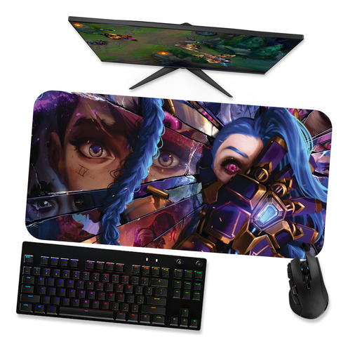 Mouse Pad Gamer Grande 80x40 - Lol Arcane Vi Jinx 1