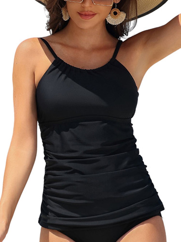 Tops Tankini De Cuello Alto Para Mujer, Blusas De Baño F [u]