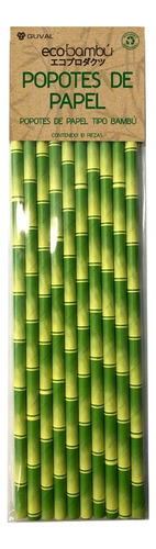 Popotes De Papel Con Diseño De Bambú Biodegradables 10pzs Color Verde