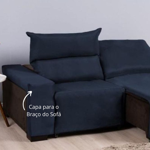 Presente De Natal Capa Sofá Retrátil 2 Lugares Elastex Nobre Cor 90cm - Azul Marinho Liso