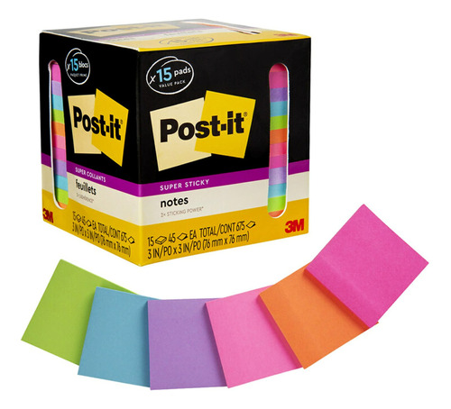 Post-it | Notas Superadhesivas, Colores Brillantes Surtidos,