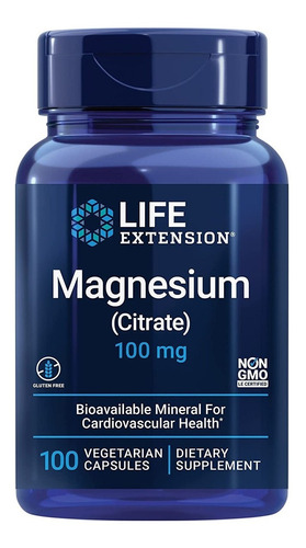Magnésio Citrato 100mg Importado Life Extension 100 Cápsulas