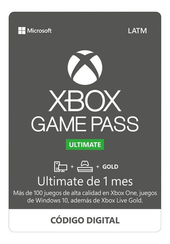 Imagen 1 de 1 de Microsoft Xbox Game Pass Ultimate 1 Mes (código Digital)