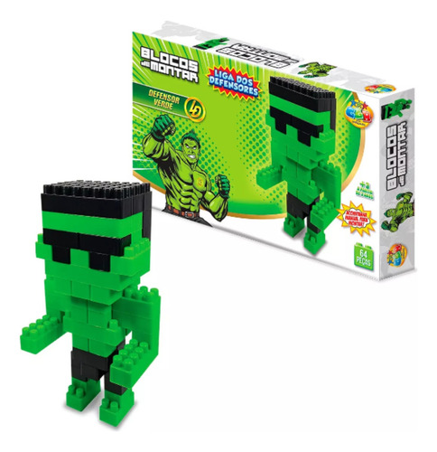 Blocos De Montar Defensor Verde 64 Pçs Acompanha Manual