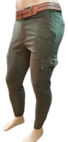 Pantalon Cargo Hombre Cierre Cintura Colores Gabardina 