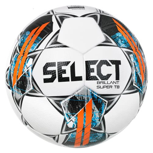 Select Brillant Super Tb V22 Soccer Ball, White/grey/orange,
