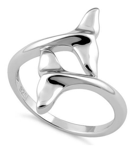 Imagen 3 de 3 de Anillo Ajustable Cola De Ballena Plata 925 Joyas Mujer