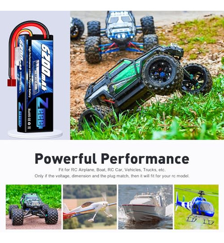 Batería Lipo Zeee 2s 6200mah 7.4v 60c En Estuche Rígido Con
