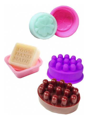 Set 3 Molde Silicon Jabon Hecho A Mano Trebol Masaje Spa Aro