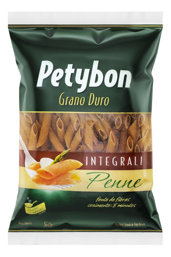 Macarrão de Sêmola Grano Duro Integral Penne Petybon Pacote 500g