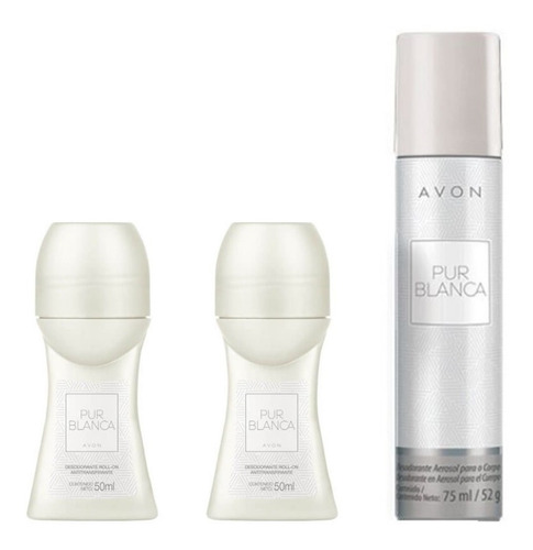 Pur Blanca Desodorante Bolilla + Corporal Avon Set X 3