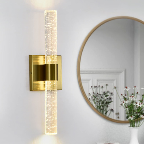 Rizzyluz Crystal Wall Sconce Modern Gold Vanity Light