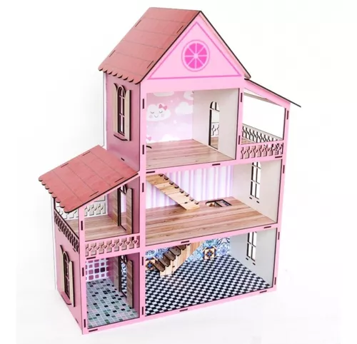 Casa grande Barbie MDF 1.30 Altura , completa, nome e luz