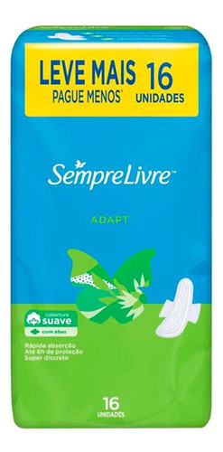 Absorvente Sempre Livre especial Adapt Suave C/ Abas 16 Un.