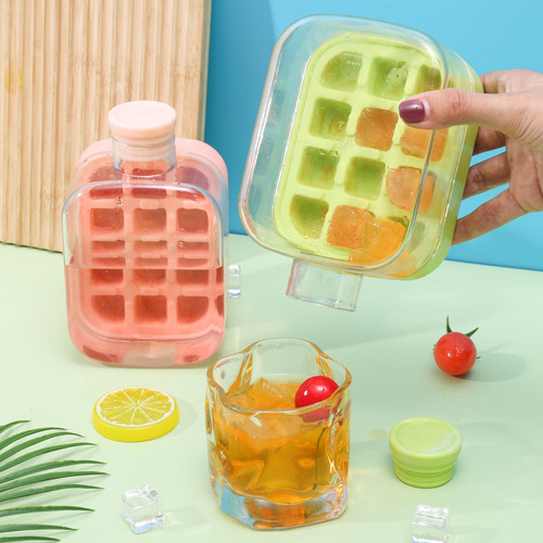 Copo De Garrafa De Água 2 Em 1 Ice Cube Maker Com Canudo De