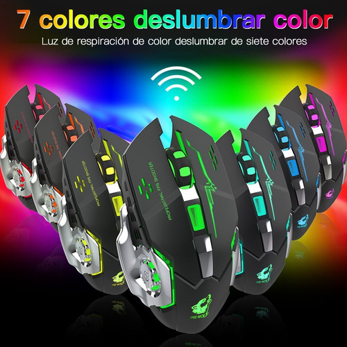 Mouse Gamer Inalambrico Usb Recargable Con Luz Led