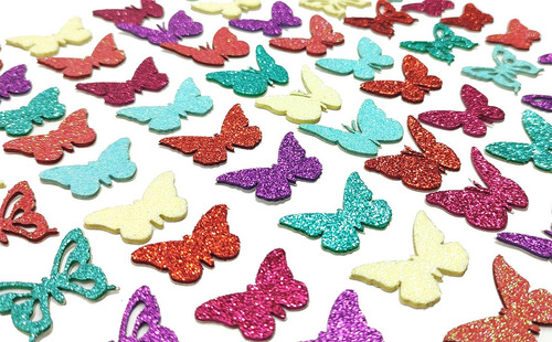 200 Adesivos Pet Coleção Borboleta Fêmea Glitter Lacinho