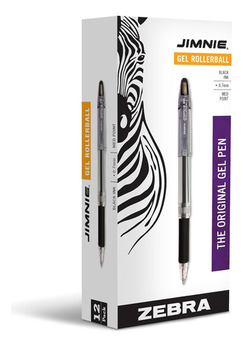 Jimnie Roller Ball Stick Gel Pen, Tinta Negra, Punta Me...