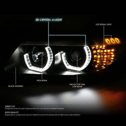 Dna Motoring Hl-3d-e9005-bk Headlight Assembly, Driver And P