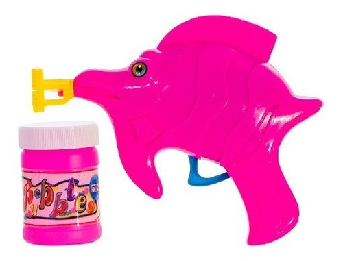 Lança Bolhas De Sabão Pistola Infantil Com Refil Brinquedo Cor Peixe Rosa