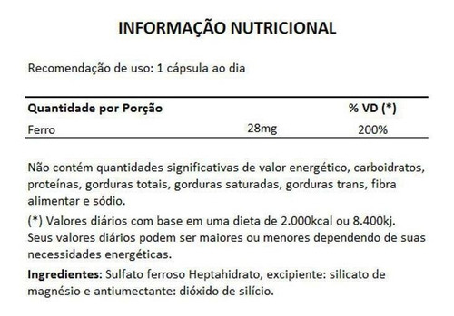 Sulfato ferroso con alto contenido de hierro Idr 200% - 60 cápsulas