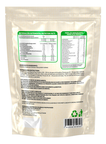 Proteína De Chícharo Sabor Natural 450gr Wellthy 30 Servs