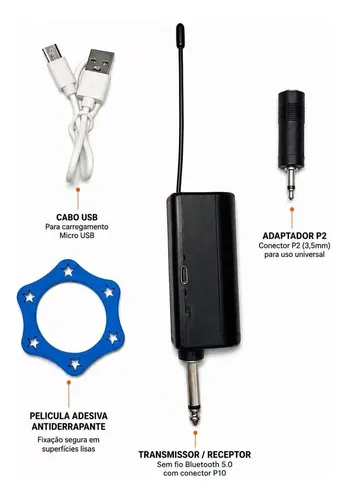 Microfone Sem Fio D-mb 60 Byz 2 Em 1 Com Receptor Cor Prateado