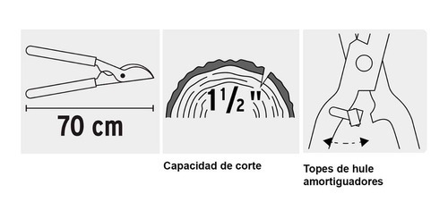 Imagen 4 de 4 de Tijera Para Ramas Cabeza Forjada Truper 18392 - Tf-122 Color Negro/naranja