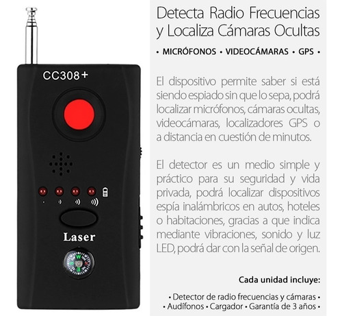 DETECTOR de GPS micrófonos cámaras WIFI ocultas ANTIESPÍA 807