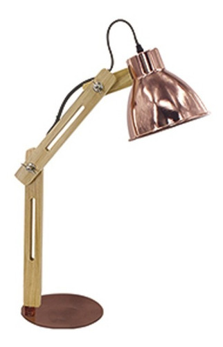 Imagen 1 de 10 de Lámpara Deco Velador Escritorio Moderna Nordica Serena Cobre
