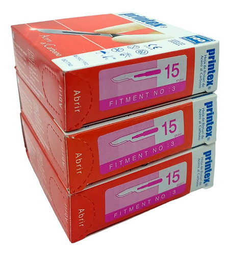 Hojas De Bisturí N°15 Printex 100 Un. + Mango De Bisturi N°3