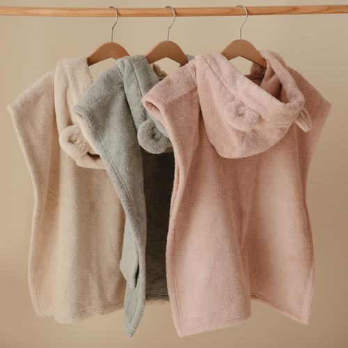 Poncho Y Toalla Mushie Para Bebés Y Niños De Algodón Orgánic Color Fog