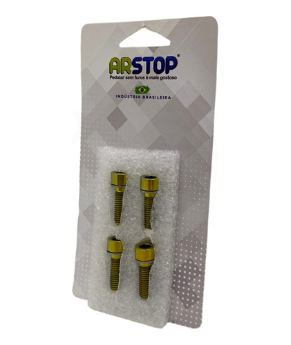 Parafuso Titanio Arstop Bike P/ Pinça De Freio 4un Dourado