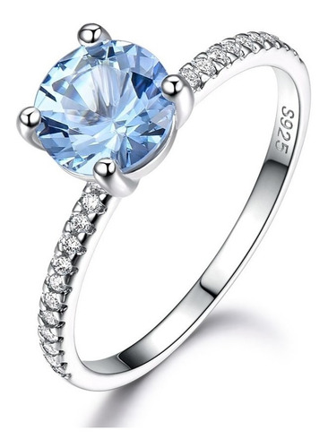 Aro Anillo De Compromiso En Plata Con Gema De Topacio Mod3