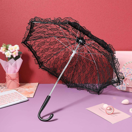 Sombrilla De Encaje Bordada, Romántica, Vintage, L, 1 Unidad