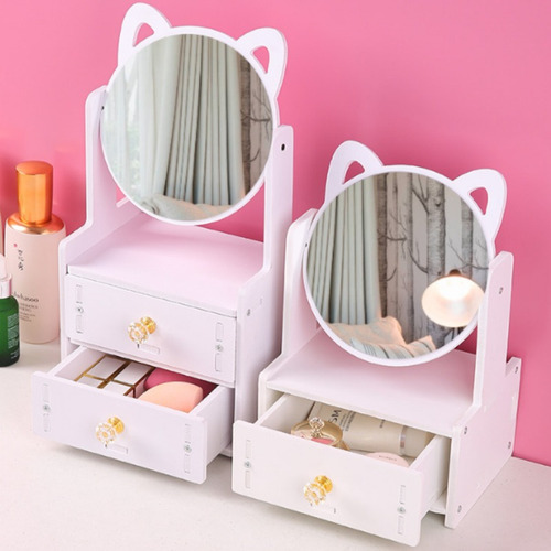 Caja De Almacenamiento De Cosméticos Multifuncional + Espejo
