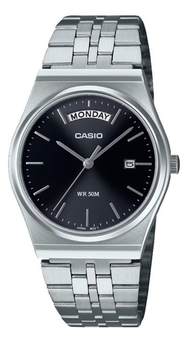 Reloj Casio Mtp B146d 1a Acero Inoxidable Doble Fechador Plateado Plateado Negro