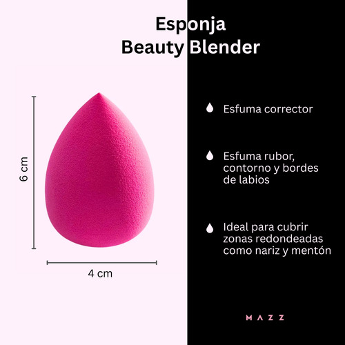 Esponja De Maquillaje Beauty Blender Mazz Make Up Fucsia Mediana