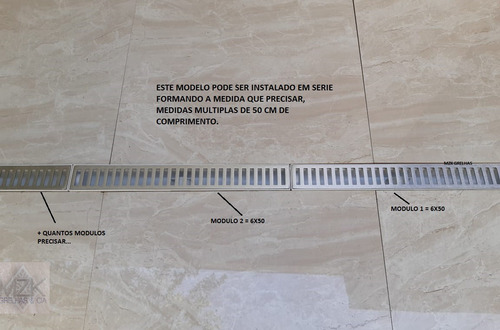 Ralo Linear Anti Inseto 6x50 Coletora Sifonada, Grelha Alum