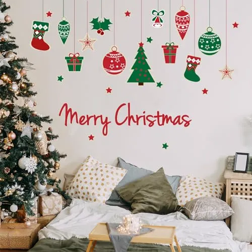 Calcomanías De Pared De Feliz Navidad, Árbol De Navidad, Cop