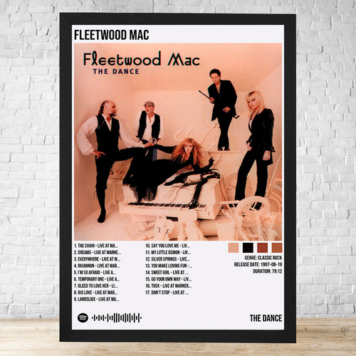 Cuadro Fleetwood Mac The Dance 30x40 Con Vidrio Y Marco C778 Negro Clasico
