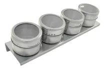 Comprar Prateleira Porta Condimentos Em Inox 05 Peças Pote Magnético