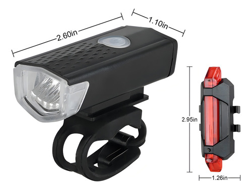 Pack 2 Luces Led Bicicleta Usb Trasera Y Delantera Foco