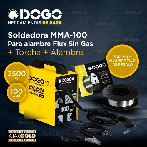 Imagen 2 de 6 de Soldadora Mma 100 Flux S/ Gas Dogo + Torcha Y Alambre Gratis