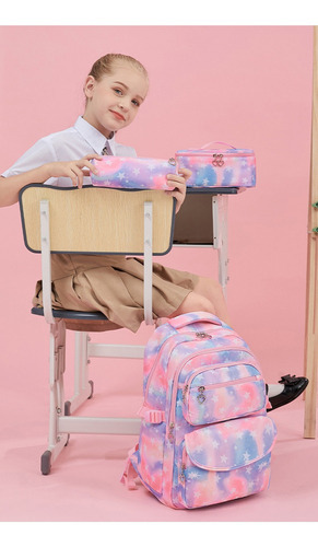 Set de 3 piezas de mochila para estudiantes adolescentes, color rosa