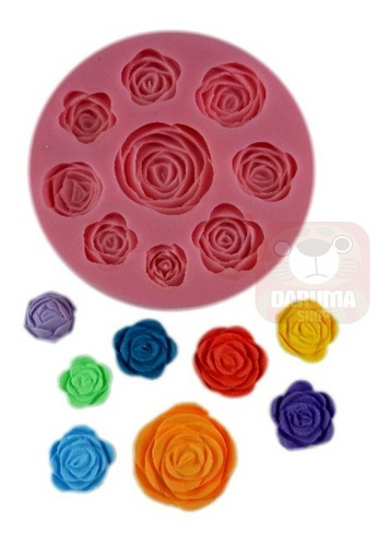 Molde Silicona 9 Flores Rosas Reposteria Fondant Belgrano