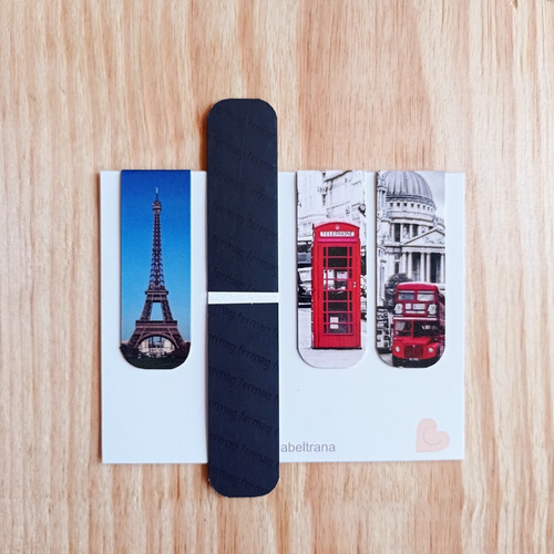 Imagem 3 de 6 de Marcador De Página Magnético Kit 4 Marcadores Londres Paris