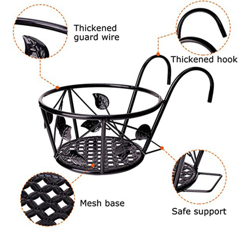 Iron Wire Hanging Flower Pot Holder Brackets Balcony