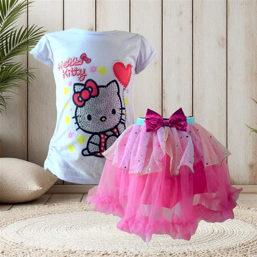 Conjunto Falda Y Blusa Estilo Kitty Tul