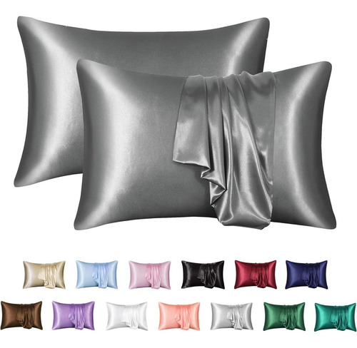 Mr&hm - Funda De Almohada De Satén Color Gris Oscuro